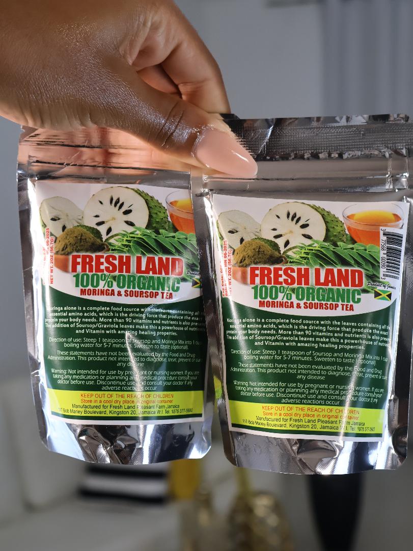 Fresh Land Organic Moringa & Soursop Herbal Blend Tea